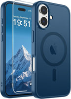 SUPFINE Magnetic for iPhone 17 Case (Compatible with MagSafe)(Military Grade Drop Protection) Translucent Matte Shockproof with Anti-Fingerprint Phone Cover 2025,Deep Blue