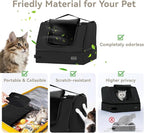PETSFIT Portable Travel Cat Litter Box – Collapsible, 2-Layer Leak-Proof Washable Liner with Sturdy Support Frame, for Hotel/Car/Camping, Cat Travel Essentials for Kitty/Medium Cats Solid Black
