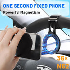 Magnetic Phone Holder for Car, Steering Wheel Phone Holder [Strong Magnet], for MagSafe, Adjustable Strap Compatible with Gym Equipment, Stroller, Shopping Cart, All Phone(Magnetic Ring Included)
