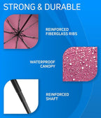 Rain-Mate Windproof Compact Umbrellas for Rain - Strong Reinforced Fiberglass Rib Design & Auto Open & Close - Portable Folding Travel Umbrella - Lightweight & Packable for Women & Men, Easy Collapse