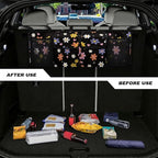 Floral Flowers Backseat Trunk Organizer for Car Heart Back Seat Car Organizer with Extra Storage Space for SUVs,Trucks,Vans Hanging Trunk Storage Bag