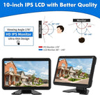 Wired Backup Camera System with 10.1" Touch Monitor, 4 HD 1080P Rear View& Side View Cameras, 4 Split Screen, Night Vision, IP68 Waterproof Back up Camera for Truck/RV/Trailer/Bus/Tractor..
