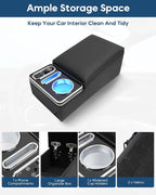 Center Console Organizer for Small SUV, Sedan, Truck, Rear Bench Seat Armrest Organizer with 7-Color Adjustable LED Lighting, Upgraded Automotive Center Storage Box with Fast Phone Charging