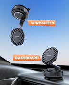 Jononser Suction Phone Mount for Car Dashboard/Windshield - 360°Adjustable Magnetic Phone Holder for Car, Foldable Car Phone Holder for iPhone 17/16/15/14/13/12 Series (Carbon Fiber & Aluminum Alloy)