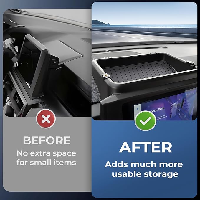 Dashboard Storage Tray Dash Organizer for Toyota Tacoma 2026 2025 2024 & 4Runner 2026 2025 (Only for 8 inch Screen), Interior Accessories Center Console Organizer Storage Tray, Black