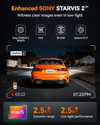 WOLFBOX X3 2.5K 1440P 60FPS Dash Camera, STARVIS 2 IMX675 with ADAS, 1440P+1080P Dual Dashcam Front and Rear Camera 5MP with Built-in 5.8GHz WiFi & GPS, 64GB Card, Touch Screen, G-Sensor, Loop Record