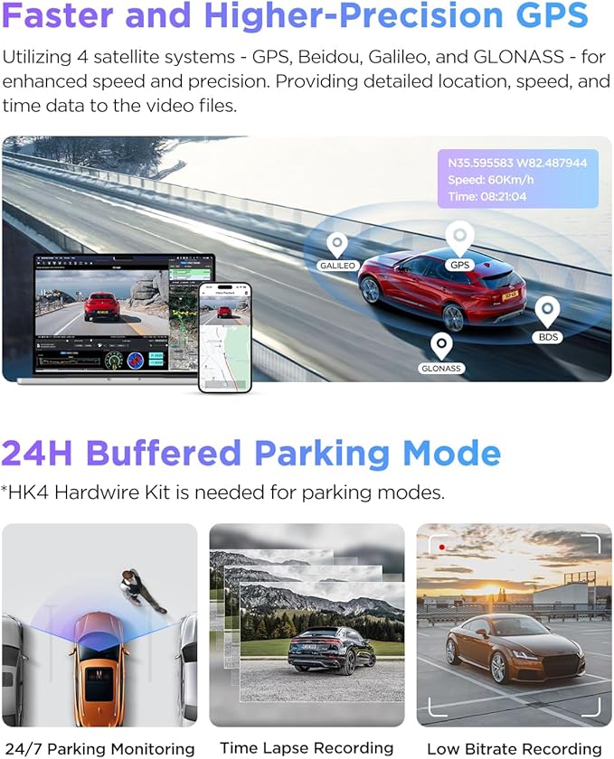 VIOFO A229 Pro 3 Channel 4K HDR Dash Cam, Dual STARVIS 2 Sensors IMX678 & IMX675, 4K+2K+1080P Front Inside and Rear Triple Car Camera, 5GHz WiFi GPS, Voice Control, 24H Parking Mode