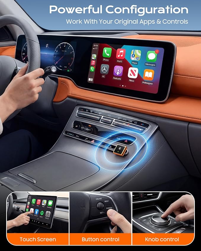 2026 Wireless CarPlay Adapter for Apple Only, Upgrade Mini Aluminium Car Play Adapter Converts Wired to Wireless CarPlay for iPhone, Plug & Play, Auto Connect Fast and Stable, with USB-C, CosmicOrange