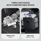 Backseat Car Organizer, PU Leather Car Storage with 2 Mesh Pockets, 9.8" x 9.8" x 5.5", Foldable & Universal, For Car, Truck, SUV