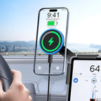 Tesla Car Mount Charger, [Heat Restriction] [LED RGB HandsFree] Wireless Car Phone Holder Charger, Magnetic Phone Holders for Your Car for Tesla Model Y/3/S/X Screen for 17/16/15/14/13/12 Series