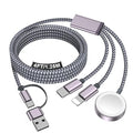 Travel Essentials for Apple Watch Charger,iPhone Charger,3 in 2 Type C/L/Magnetic Fast Charging Cable,Multi Charging Cable Portable Designed for iWatch Series,iPhone 17-11,Galaxy S26-S21,Car-4FT