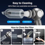Portable Car Vacuum Cleaner High Power 17500Pa, Lightweight Mini Vacuum Cleaner, Hand Held Vacuum with LED 3-Speed Display, Multiple Attachments, Car Cleaning Kit Interior, Ideal Gift for Cars Owners