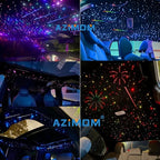 AZIMOM 4Colors 2 in 1 Meteor Twinkle Fiber Optic Starlight Headliner Kits 2000pcs 0.03in 13.1ft Fiber Strands,RGB Meteor Shooting Star 240pcs, Sound Remote APP Control Home Ceiling Car Headliner Decor