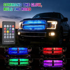 Nilight 4Pcs 12inch LED Grille Lights 72 LEDs RGB Multi Color Exterior Lighting Kit with Sound Active Function and Wireless Remote Control for Cars Van SUV Truck