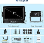 4-Camera Wireless RV Backup System, RV Backup 4 Camera Wireless with 7'' HD Monitor System for RV Truck Trailer Camper, 4-Split Screen, 984FT Signal Range, BSD Alert, IP69K Waterproof IR Night Vision