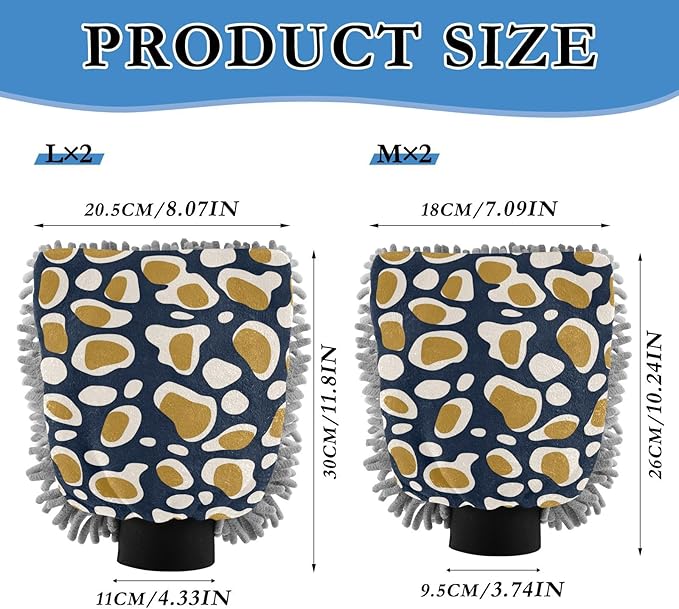 Animal Fur Print Leopard Khaki Blue Microfiber Mitt For Cars Scratch-Free Wash Mitts For Cars Washing Car Wash Sponge