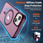 SUPFINE Magnetic for iPhone 15 Plus Case & iPhone 14 Plus Case(Compatible with MagSafe)(Military Grade Drop Protection) Slim Translucent Shockproof Phone Case,Wine Red