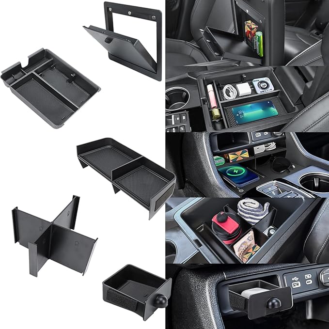 5PCS Center Console Organizer Compatible with 2023-2026 Honda Pilot/2026 Honda Passport Drawer Storage Tray Armrest Divider Tray &Insert Hidden Storage Box Interior Accessories