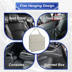 ZIMISI Car Back Seat Organizer, Waterproof Leather Automotive Backseat Hanging Bag with Cup Holders, Large Capacity Car Trash Can, Vehicle Travel Accessories for Most Vehicles (2PCS/Beige)