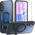 OWKEY for Samsung Galaxy A15 5G Phone Case with Screen Protector & Stand, Magnetic Case for Magsafe Military-Grade Protection Shockproof Matte Cover for Samsung Galaxy A15 5G (Black)