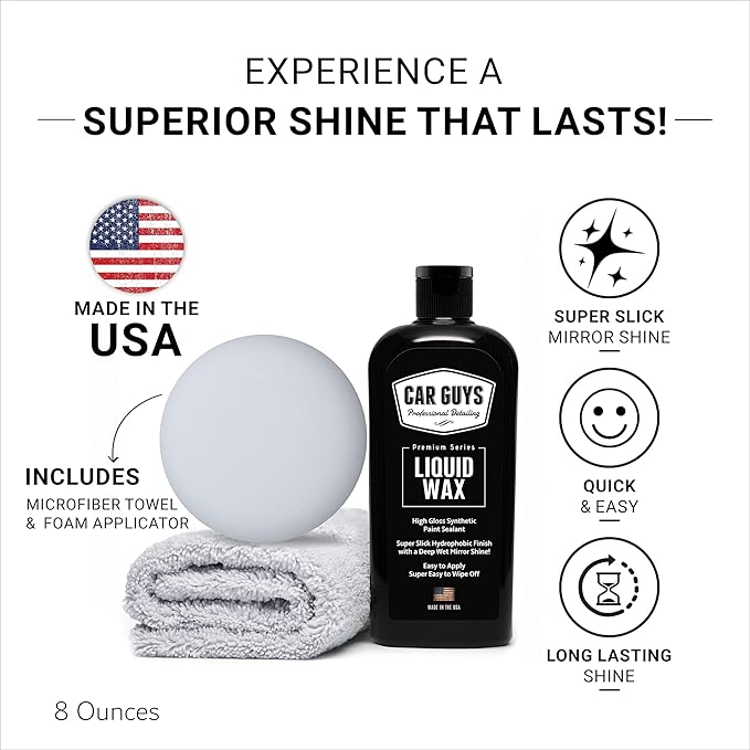 CAR GUYS Car Detailing Kit | Super Cleaner 18 Oz & Liquid Wax 8 Oz