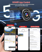 Dash Cam Front and Rear, 4K Full HD Dual Dash Camera for Cars W/ 64GB Card Included, Built-in 5G WiFi & GPS, Car Camera Dashcams for Cars with Night Vision, Parking Monitor, WDR, Emergency Lock