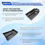 EDBETOS 2PCS/Set Center Console Organizer Compatible with Nissan Rogue 2021-2023 2024 2025 2026 Interior Accessories Lower Console Armrest Secondary Storage Box Pallet Middle Insert Tray Black ABS