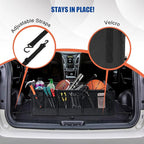 Car Trunk Organizer with Lid & Removable Leakproof Cooler Bag，Foldable Cover,Large Trunk Organizers,Multi-Compartment Collapsible Cargo Storage Organizer for SUV,Van,Truck,Sedan(3 Compartments,Black)