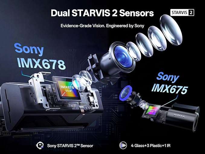 True 4K+2.5K Dash Cam Front and Rear,IMX678 + IMX675 Dual Starvis 2 Sensor,Free 128GB Card & OBD Hardwire Kit,Native 4K HDR Dash Camera for Cars,5.8GHz WiFi 6,STARLIT™ Full Color Night Vision,GPS,ADAS