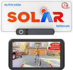 AUTO-VOX White Solar Wireless Backup Camera with 5" 1080P Monitor: 5000mAh Battery 2 Mins DIY Installation & 2 Split Screen Back Up Camera, IP69K Waterproof Reverse Camera for Car, Van, SUV, Truck