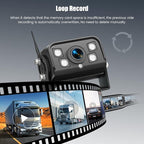 9 Inch Monitor Wireless Backup Camera System with Loop Recording, 12-24V for Truck, Trailer, RV, Bus Reversing Camera IP68 Waterproof Night Vision, Waterproof Back Up Camera Kit