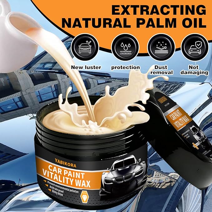 Car Wax Polish, Carnauba Wax Restores Shine High Hydrophobicity & Antioxidant, Long-Lasting Protection Gentle Formula For Cars, Rvs, Trucks, Motorcycles - Includes Sponge & Towel - 1pack 3.53oz