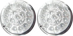 2PCS 17 LED Dual Revolution Amber Turn Signal & White Auxiliary Watermelon Lights, Clear Lens with Stainless Steel Bezel, Compatible with Freightliner, Ke-nw-or-th, Peterbilt & Heavy Trucks