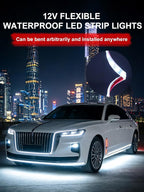 YM E-Bright 4Pcs Led Strip Lights for Car, 24inch Waterproof IP68 Car Underglow Strip Lights Decoration 36SMD 12V Led Interior Exterior Lights Strip for Cars Motorcycles Truck Golf Cart Boat - White