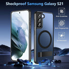 OWKEY for Samsung Galaxy S21 Case with Stand, Magnetic Shockproof Case Fit for Magsafe Translucent Matte Cover for Samsung S21, Black