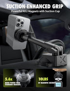 Bracketron MagAlign X Pro - Magsafe Car Phone Mount for Truck with Extended Reach Arm for Dashboard & Windshield - Magnetic Phone Holders for Your Car for iPhone 17 Pro Max 16 15 14 13 12 Plus
