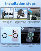 PZK Car Phone Mount for Toyota Tundra 2014 2015 2016-2020 2021 Accessories Custom Air Vent Car Phone Holder Magnetic 15W Fast Wireless Charger Hands Free 360° Rotation Cell Phone Automobile Cradles