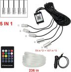 Car Led Strip Lights, 5 in 1 Interior Car Light, Ambient Led Lighting Kit with RGB 16 Million Colors&236 inches Fiber Optic, Neon Light Accessories for Car, Bluetooth APP and Remote Control