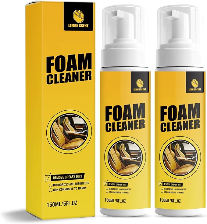 Foam Cleaner for Car, Multi-purpose Car Interior Cleaner for Car, Kitchen, Bathroom, Interior and House Lemon Flavor (100ml*2)