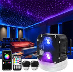 AZIMOM Updated Dual Color 50W Twinkle Fiber Optic Starlight Kits 1800pcs*0.03in*16.4ft Fiber Strands Sound Activated Bluetooth/APP Remote Control Theater Ceiling Home Shop Lobby Roof Decor