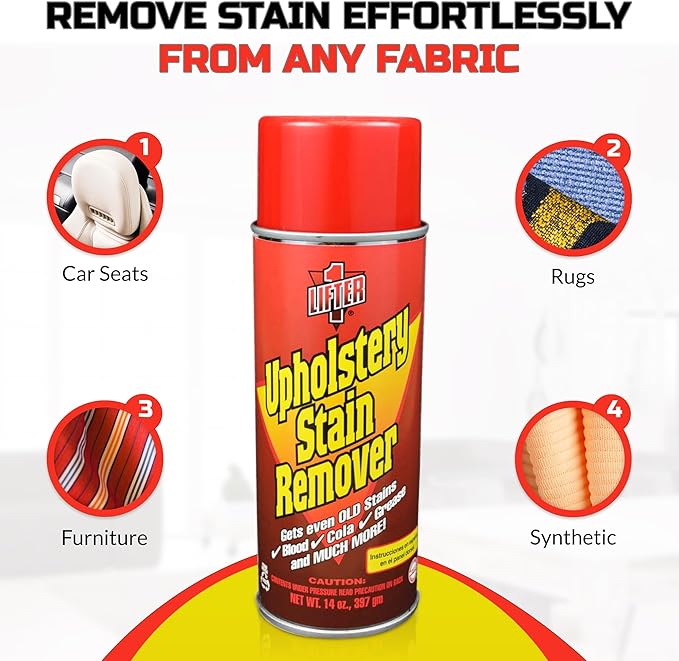 Multi-Fabric Upholstery Stain Remover and Carpet & Rug Cleaner for (Car Carpets, Seats & Floor Mats, Furniture) 14oz