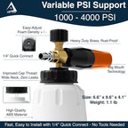 DBR Tech® Foam Cannon for Pressure Washer | Pro-Grade, 1.1mm Orifice, 1000-4000 PSI, Orange