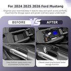 LUWU 3PCS 2025 2026 Mustang Center Console Organizer Compatible with Ford Mustang 2024 2025 2026 Accessories Armrest Console Storage Box Insert Tray Door Side Tray ABS Material Coin Container Black