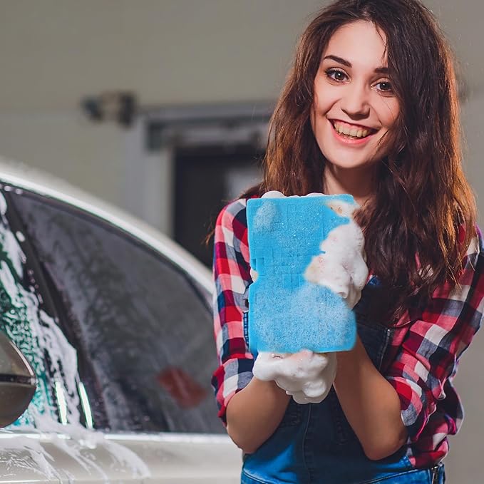 Big Sponge 2.0 Soft Car Wash Sponge with Enhanced Grip Reaches Tight Spots Safe for All Paint Types Works with Rinseless Wash Car Soap(Blue)