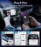 YUHUO Wireless Carplay Adapter, Wired CarPlay to Wireless,Mini USB Design for Car Play&Android Auto, 2025 Upgrade Easy Use Fast Stable Connection for iPhone (Gray)