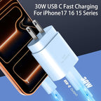 Phone 16 15 Charger Fast Charging,30W Type C Chargers USB C Charge Block with 2 Pack 10FT USB C Cable Nylon Braided for Phones 16/16 Plus/16 Pro/16 Pro Max/Phone 15/15 Pro Max/Pad Pro/AirPods,Blue