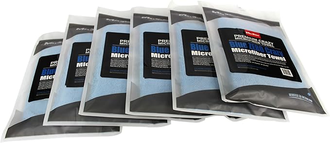 Maxshine 16”x24” Universal 6-Pack Blue Microfiber Towel - 380GSM Zero Crazy Edgeless - Professional Rinse-Free, Scratch-Free Drying Towels for Cars - Perfect for Car Detailing