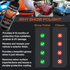 Show Polish: High Gloss Polish and Base Coat Sealer, Liquid Car Wax Shine with Polymer Paint Sealant Protection, Base Coat Sealant, All-in-One Polish and Protectant- 2 Pack Bundle