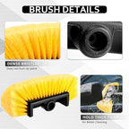 Vesici 2 Pcs 10 Inch Car Wash Brush Head with Soft Detailing Bristle Flow Through Car Cleaning Brush with 1 Pcs Stiff Bristle Wheel Brushes for Car Motorboat Rv Facades of Houses Wheel Carpet (Yellow)