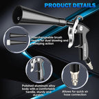 Dry Cleaning Gun,High-Pressure Air Blow Gun,Car Cleaning Gun,Air Nozzle Blow Gun, Car Air Blow Gun with 2 Nozzles,Works with Air Compressor and Quickly removes Surface Dirt and dust